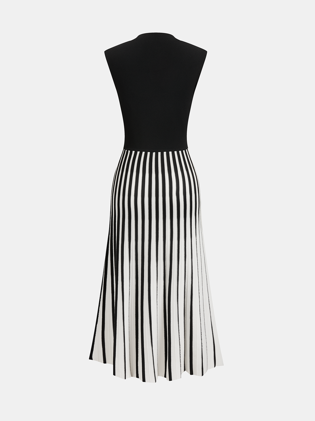Valantomode | Chic Sleeveless Striped Midi Dress with Mock Neck