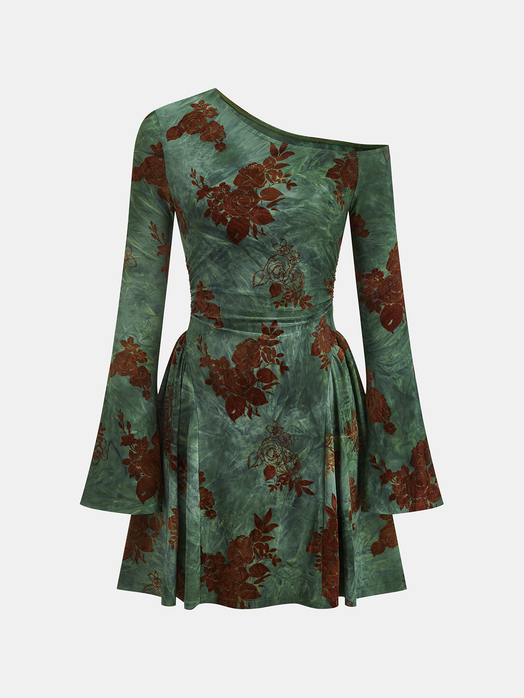 Valantomode | Chic One-Shoulder Floral Mini Dress for Effortless Style