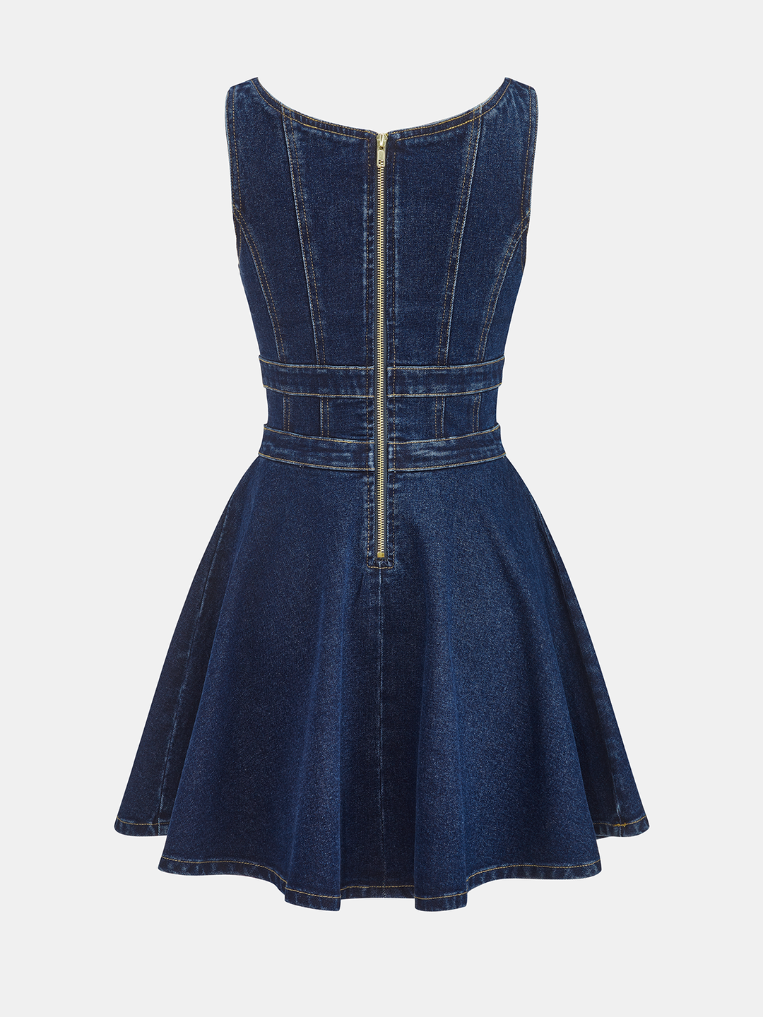 Valantomode | Chic Denim Double-Buckle Mini Dress for Effortless Style