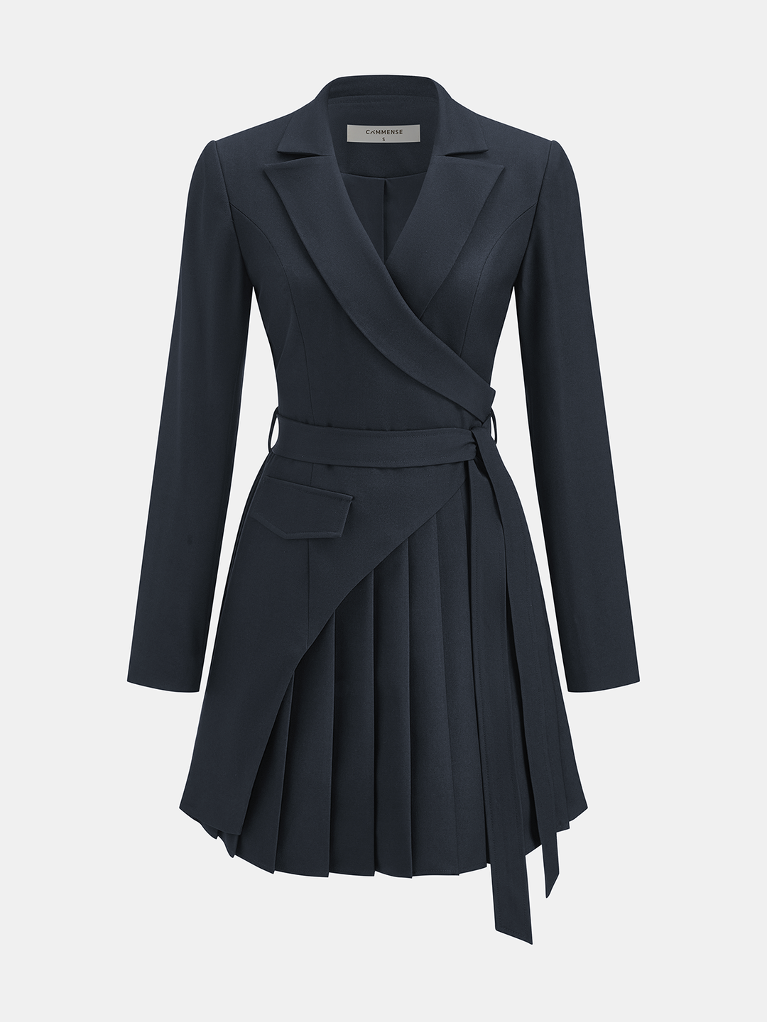 Valantomode | Chic Belted Pleated Blazer Dress for Effortless Elegance