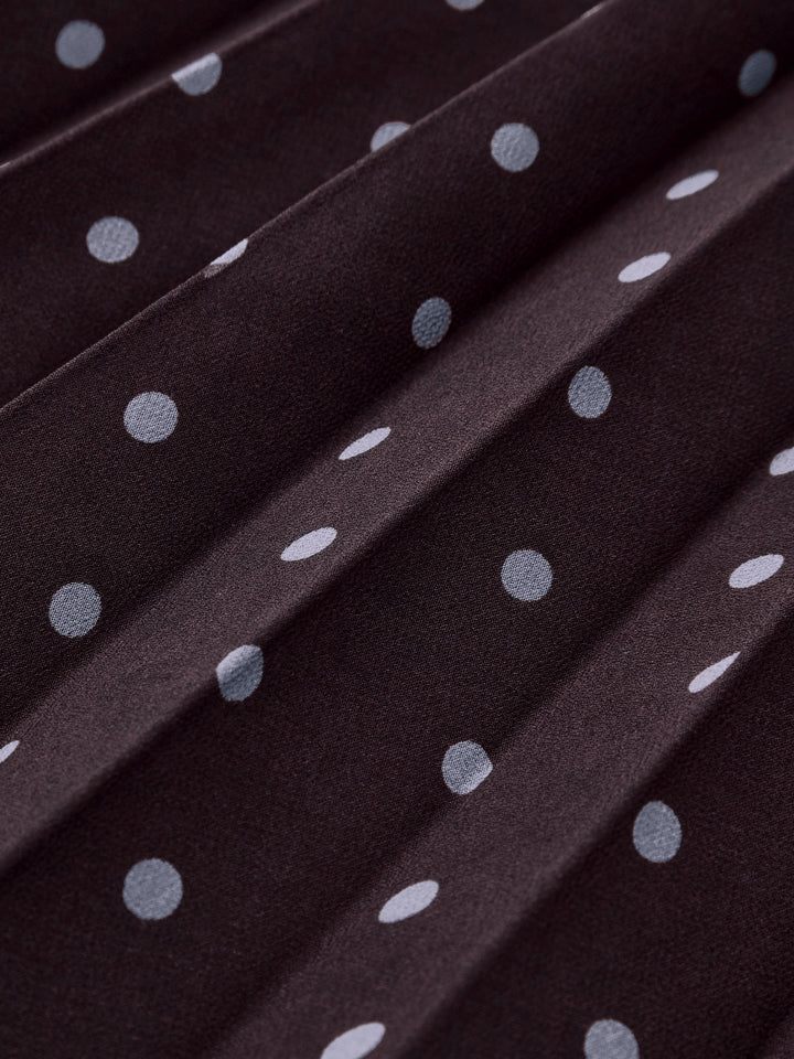 Valantomode | Chic Polka Dot Chiffon Maxi Dress with Tie-Neck Detail