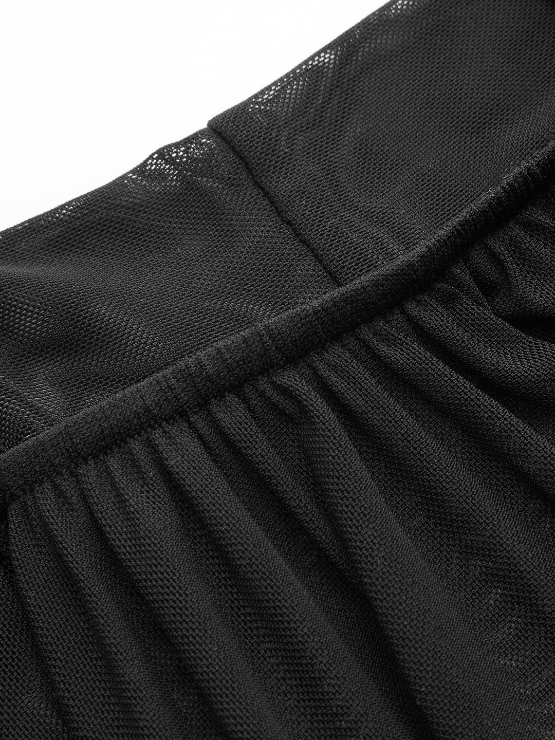 Valantomode | Elegant Semi-Sheer Mesh Maxi Dress with Tie Neck