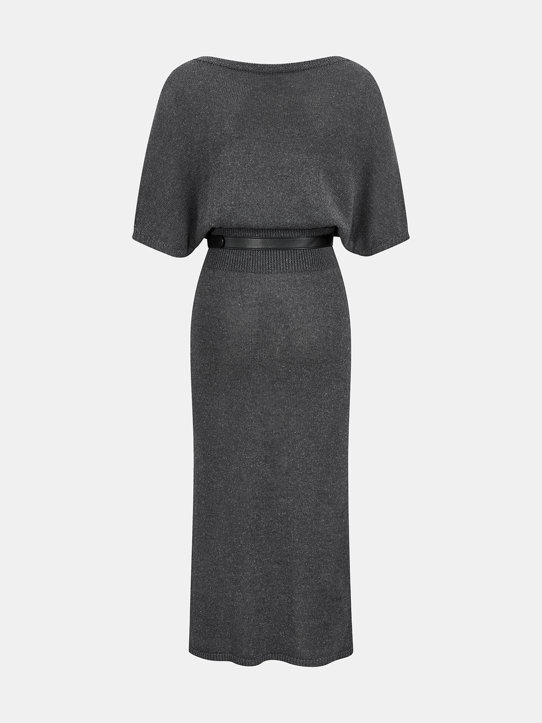Valantomode | Chic Batwing Sleeve Belted Knit Midi Dress for Effortless Style