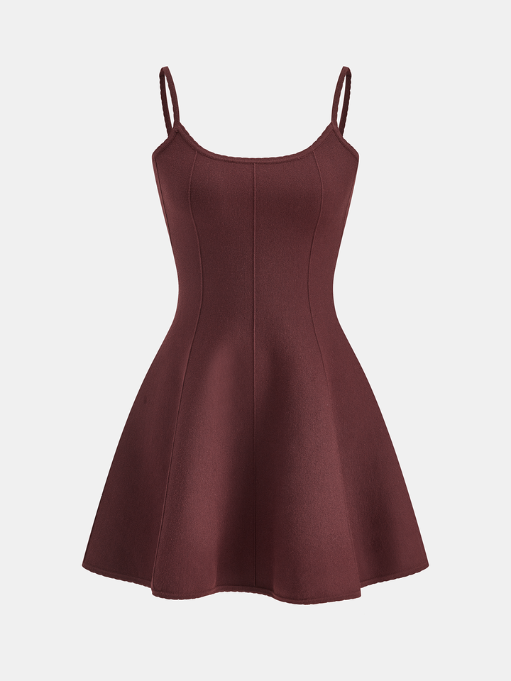 Valantomode | Chic Knit Cami Mini Dress with Umbrella Hem