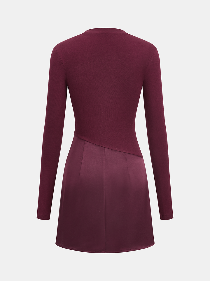 Valantomode | Elegant Satin Long-Sleeve Fitted Mini Dress