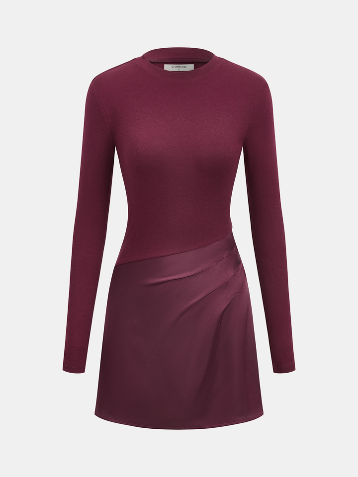 Valantomode | Elegant Satin Long-Sleeve Fitted Mini Dress