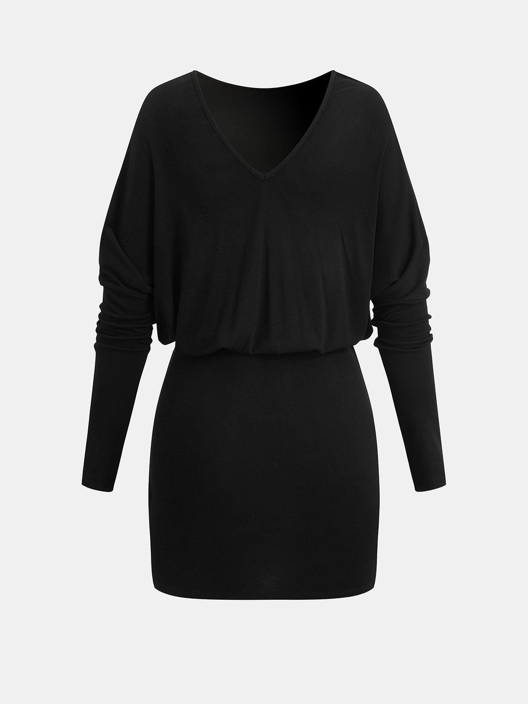 Valantomode | Chic Ruched Mini Dress with Metal Buckle & Batwing Sleeves
