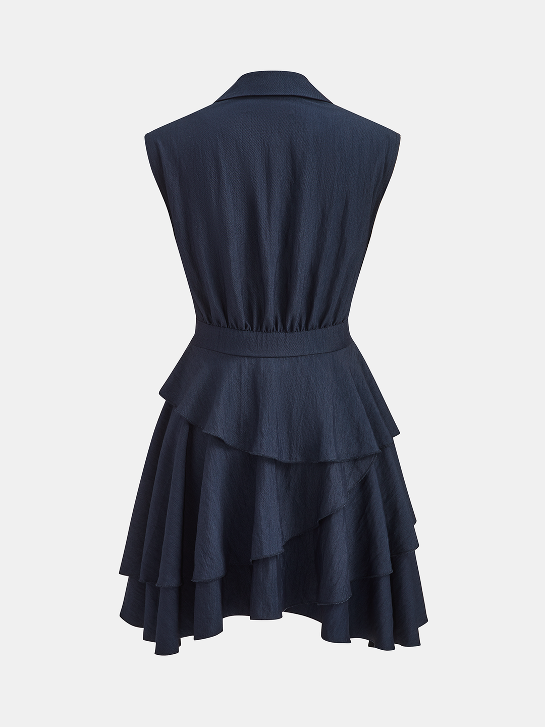 Valantomode | Chic Tiered Ruffle Sleeveless Blazer Dress for Effortless Style