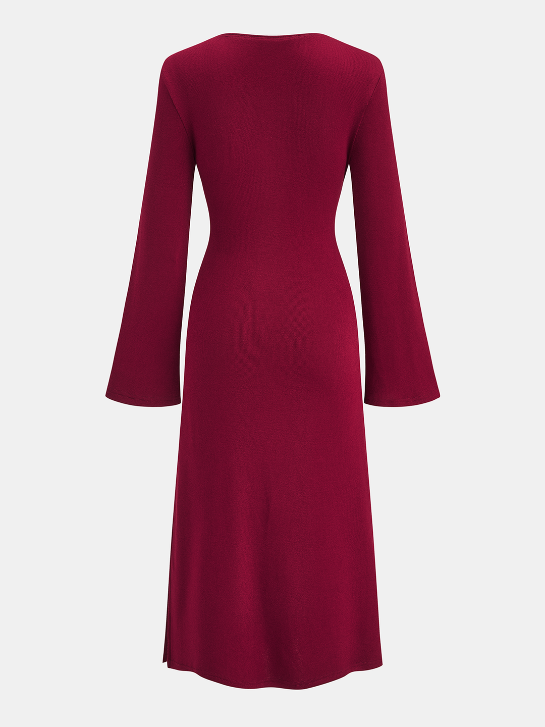 Valantomode | Chic Knot-Waist Bell Sleeve Midi Dress for Effortless Style