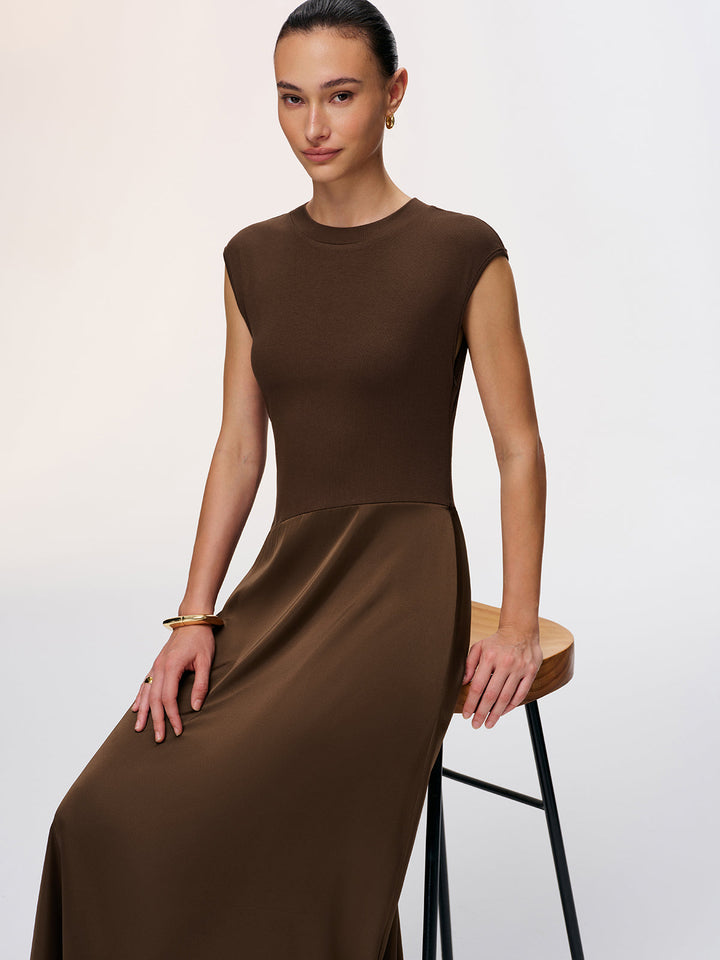 Valantomode | Elegant Satin Sleeveless Maxi Dress for Effortless Style