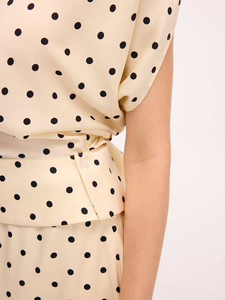 Valantomode | Chic Polka Dot & Lace Midi Skirt Ensemble Set