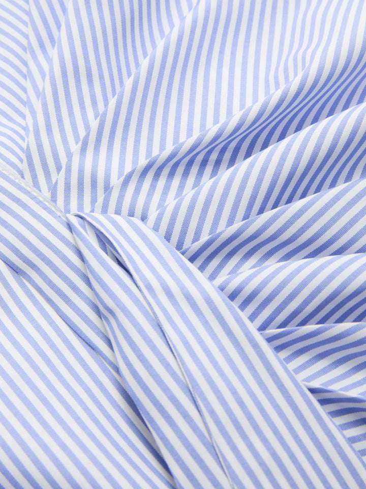 Valantomode | Chic Knot-Front Striped Shirt Dress for Effortless Style