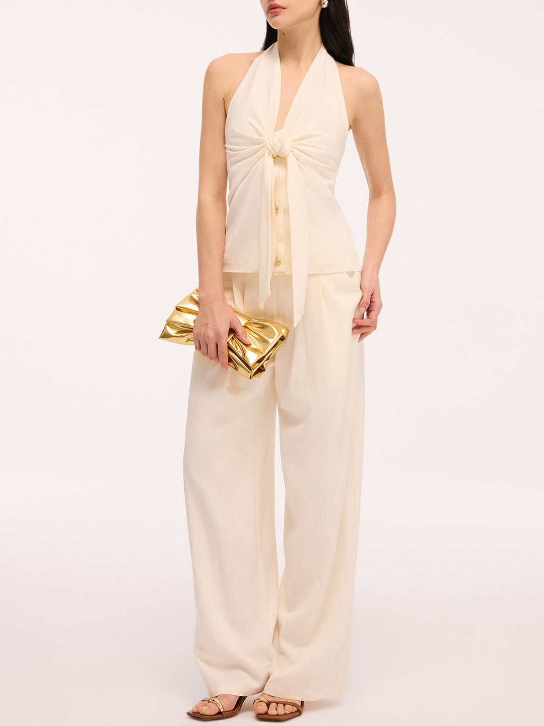 Valantomode | Chic Bow Halter Backless Top & Stylish Pants Set
