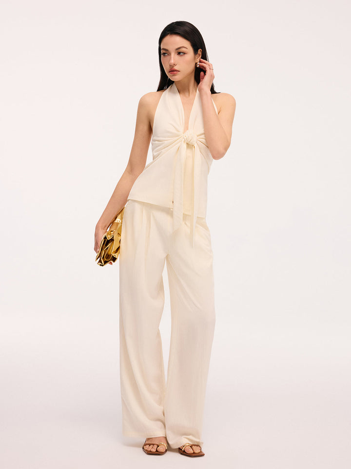 Valantomode | Chic Bow Halter Backless Top & Stylish Pants Set