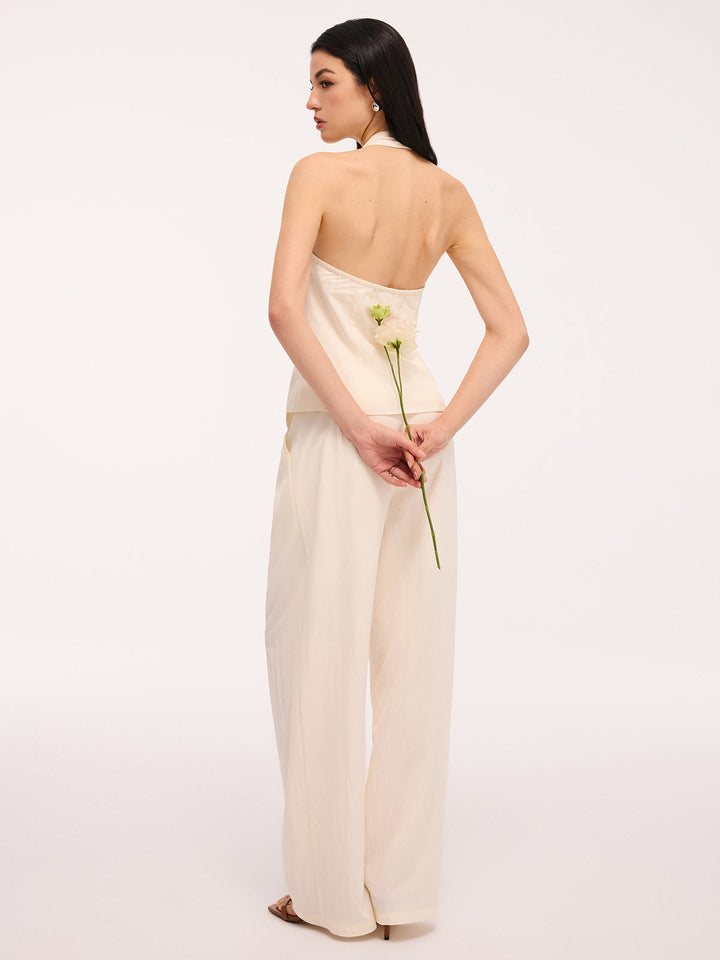 Valantomode | Chic Bow Halter Backless Top & Stylish Pants Set