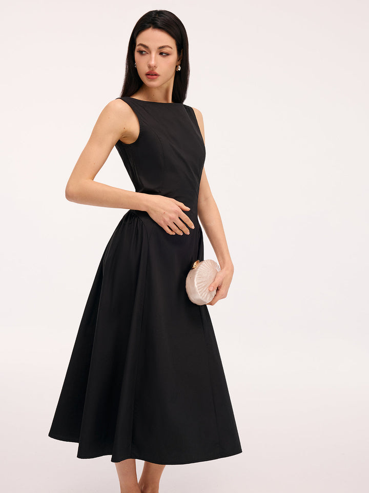 Valantomode | Chic Backless Cotton Maxi Dress with Umbrella Hem