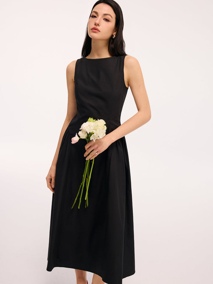 Valantomode | Chic Backless Cotton Maxi Dress with Umbrella Hem