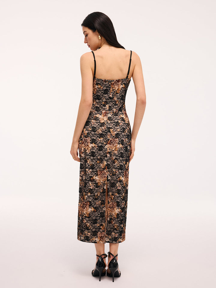 Valantomode | Elegant Floral Lace Maxi Cami Dress for Effortless Style