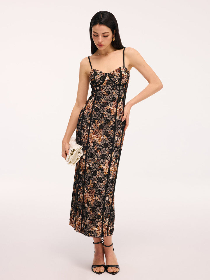 Valantomode | Elegant Floral Lace Maxi Cami Dress for Effortless Style