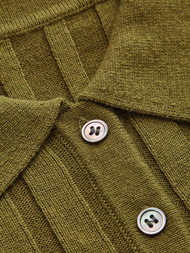 Valantomode | Chic Ribbed Wool-Blend Polo Mini Dress for Effortless Style