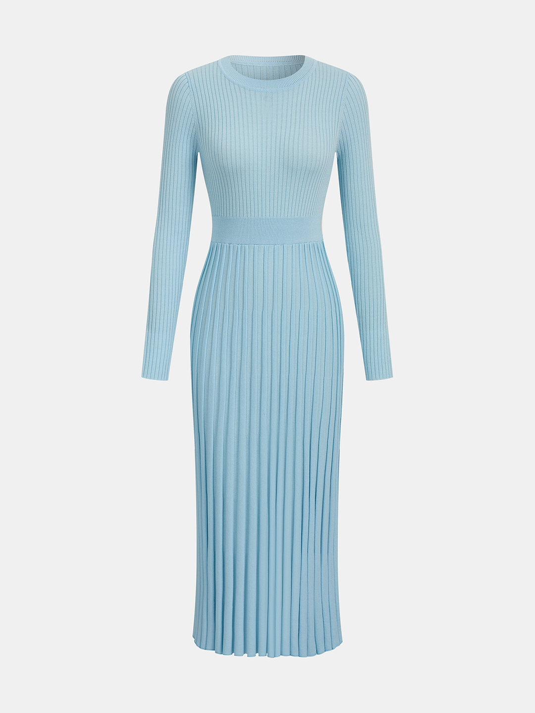 Valantomode | Chic Long-Sleeve Ribbed Knit Maxi Dress for Effortless Style