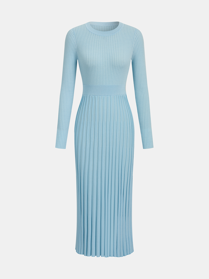 Valantomode | Chic Long-Sleeve Ribbed Knit Maxi Dress for Effortless Style