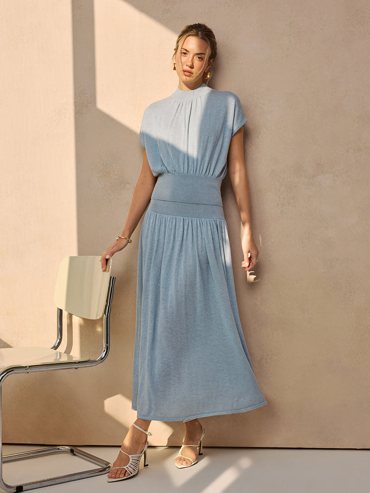 Valantomode | Chic Wool-Blend Cinched Top & Midi Skirt Ensemble