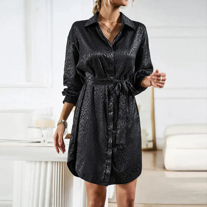 Valantomode | Chic Leopard Print Mini Dress with Stylish Belt for Women