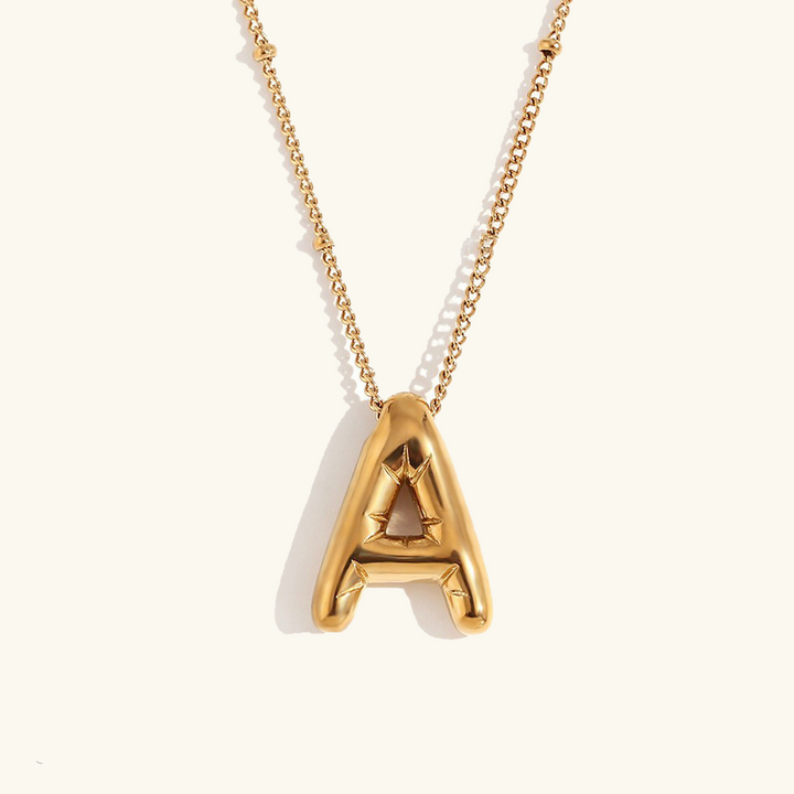 Valantomode | Gold Plated Volumetric Balloon Letter Necklace for Women