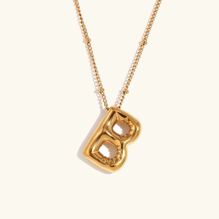 Valantomode | Gold Plated Volumetric Balloon Letter Necklace for Women