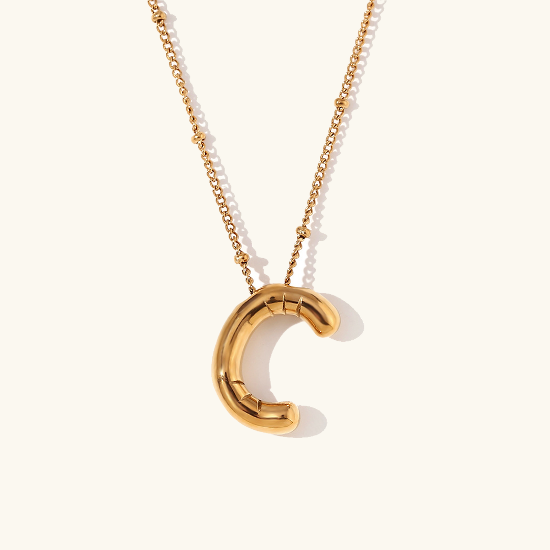 Valantomode | Gold Plated Volumetric Balloon Letter Necklace for Women