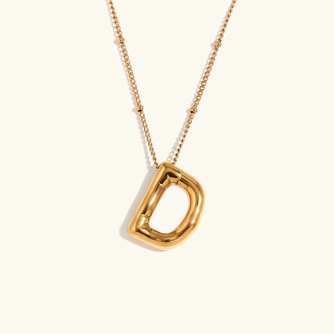 Valantomode | Gold Plated Volumetric Balloon Letter Necklace for Women