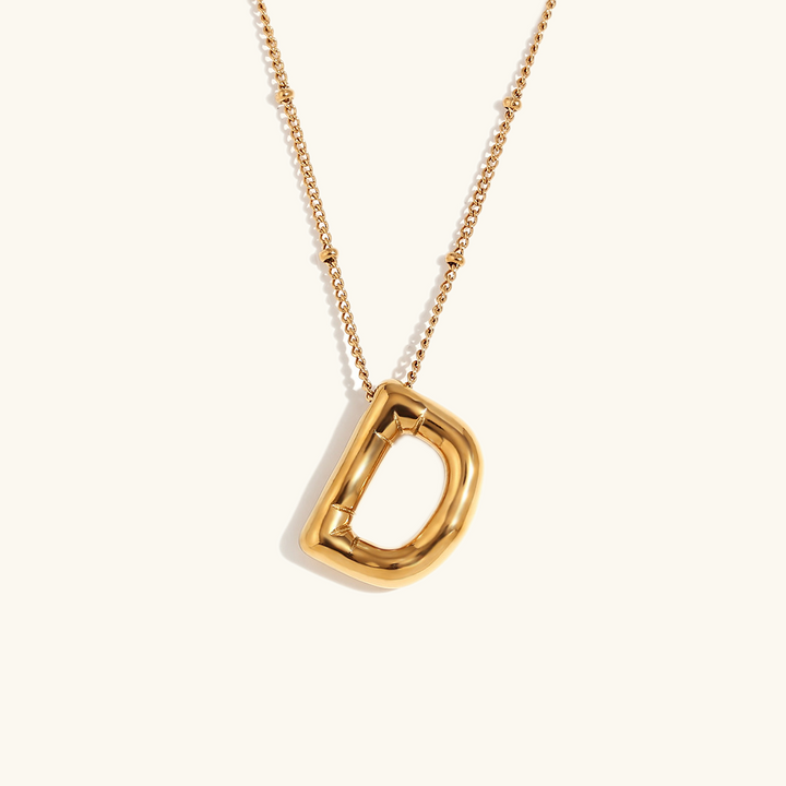 Valantomode | Gold Plated Volumetric Balloon Letter Necklace for Women