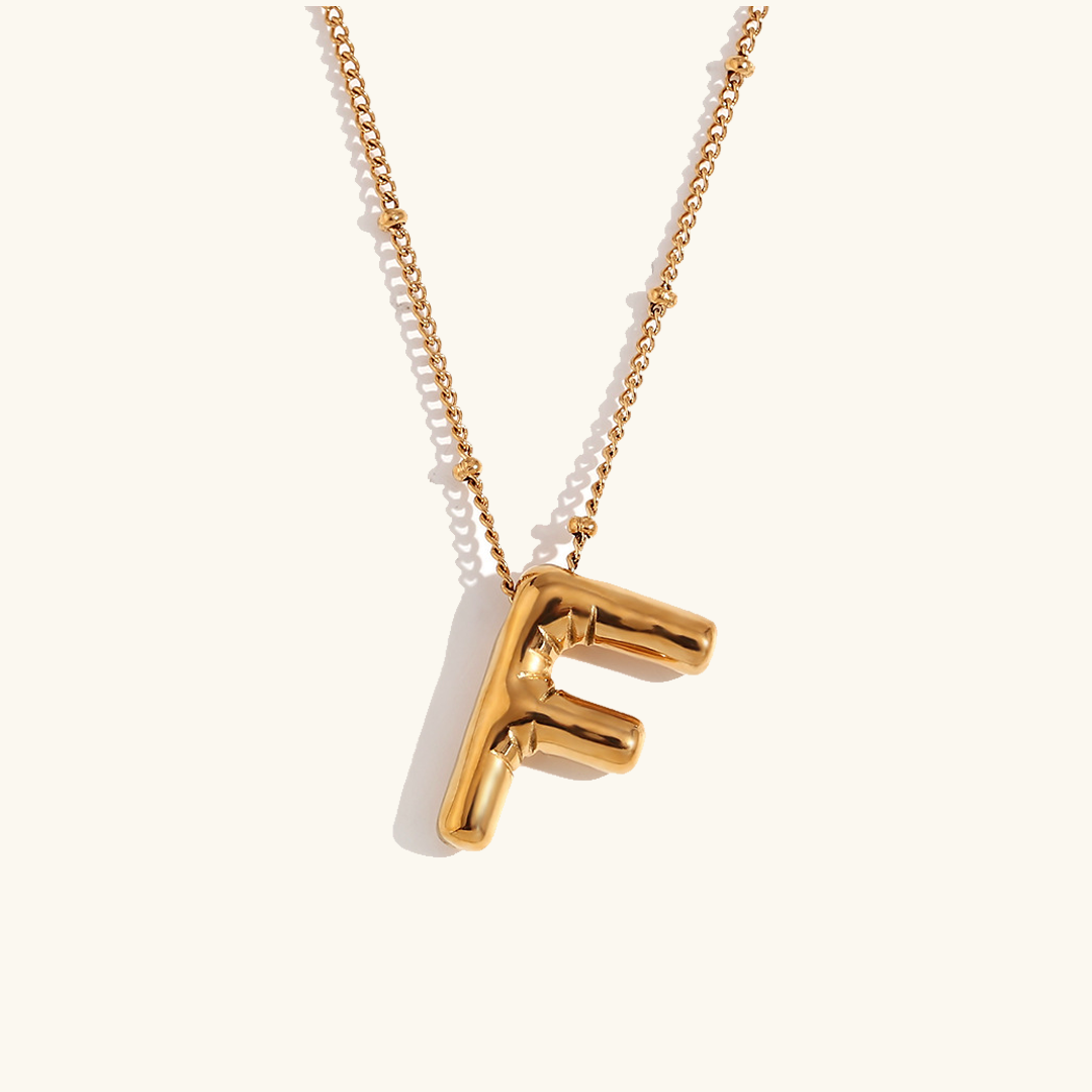 Valantomode | Gold Plated Volumetric Balloon Letter Necklace for Women