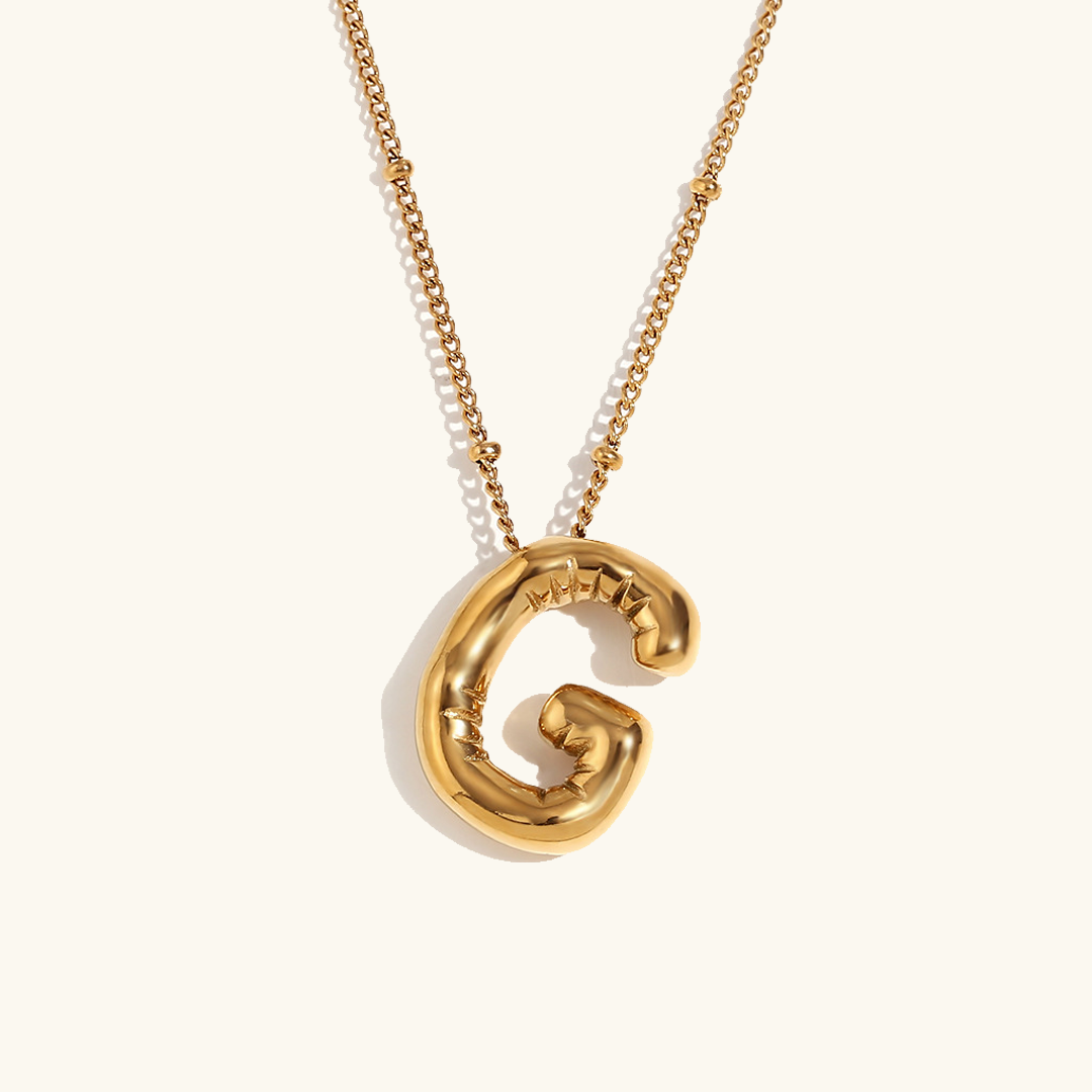 Valantomode | Gold Plated Volumetric Balloon Letter Necklace for Women