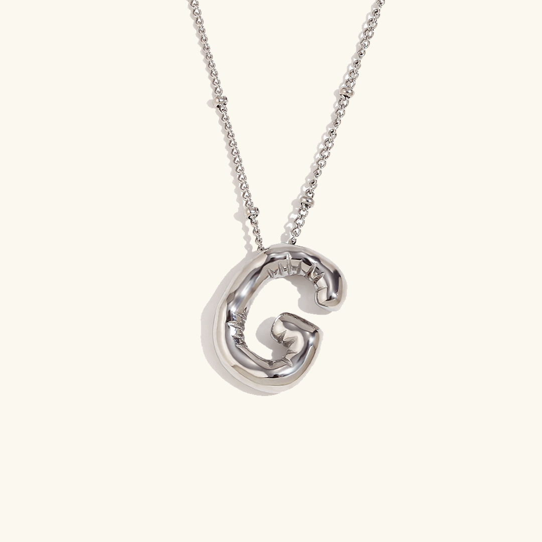 Valantomode | Gold Plated Volumetric Balloon Letter Necklace for Women