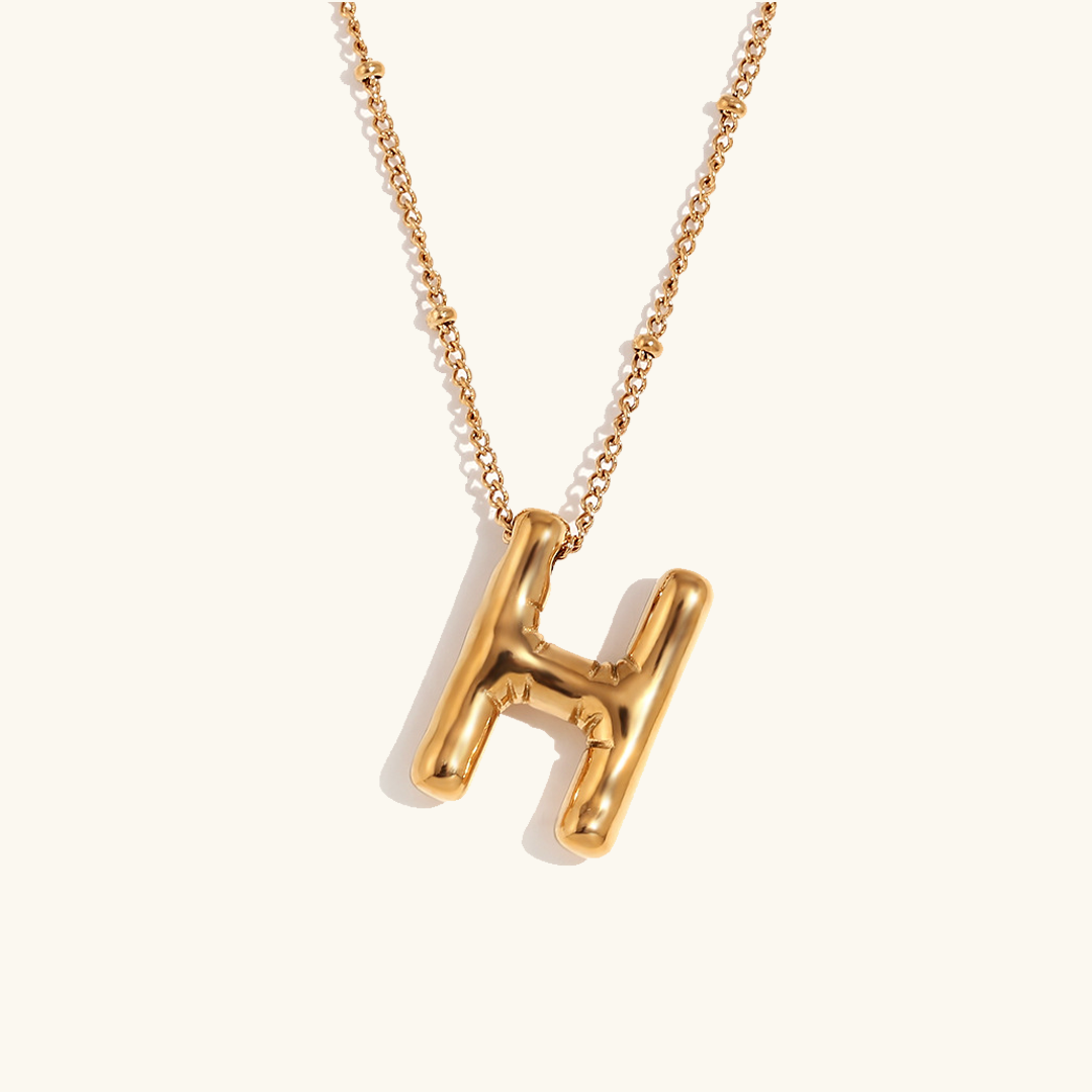 Valantomode | Gold Plated Volumetric Balloon Letter Necklace for Women