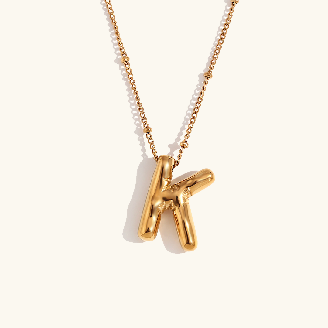 Valantomode | Gold Plated Volumetric Balloon Letter Necklace for Women