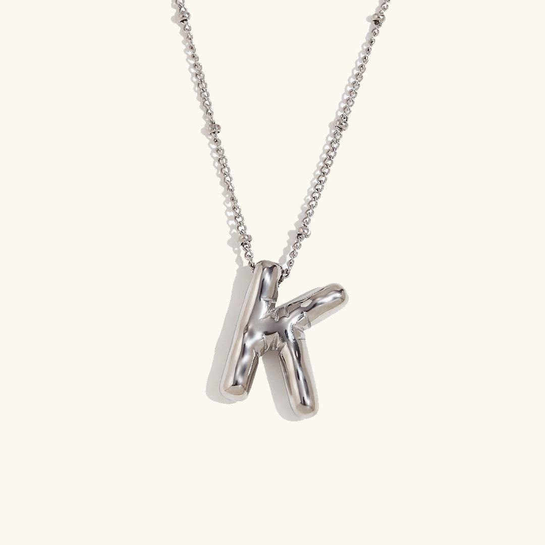 Valantomode | Gold Plated Volumetric Balloon Letter Necklace for Women