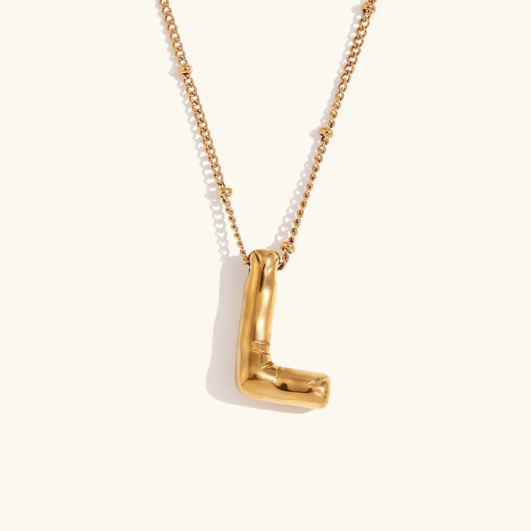 Valantomode | Gold Plated Volumetric Balloon Letter Necklace for Women