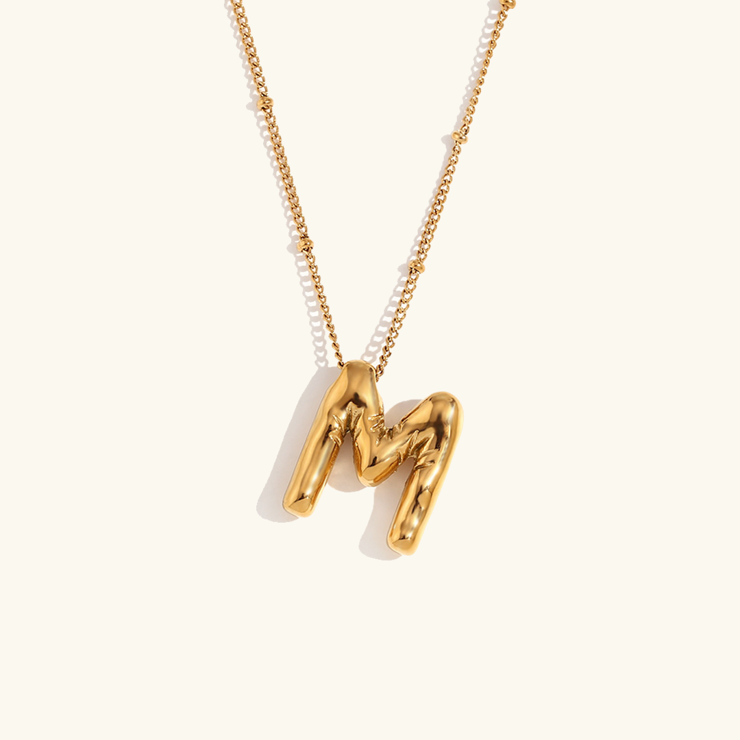 Valantomode | Gold Plated Volumetric Balloon Letter Necklace for Women