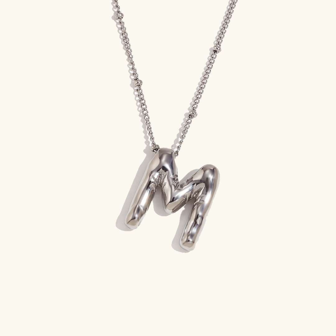 Valantomode | Gold Plated Volumetric Balloon Letter Necklace for Women