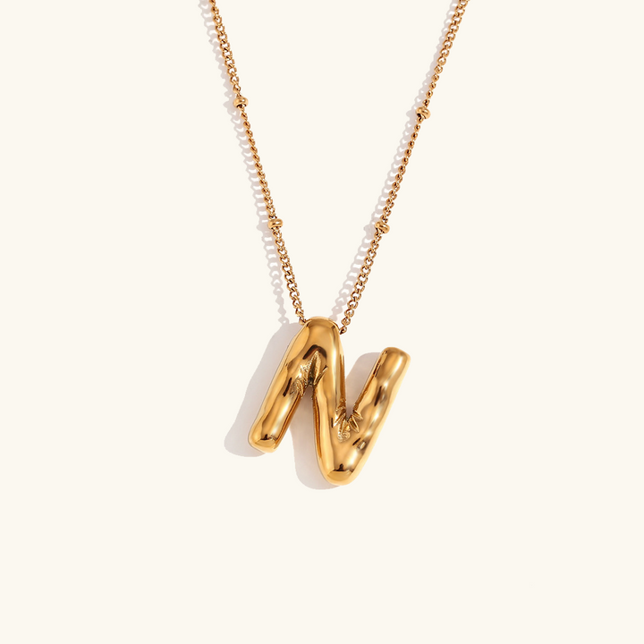 Valantomode | Gold Plated Volumetric Balloon Letter Necklace for Women