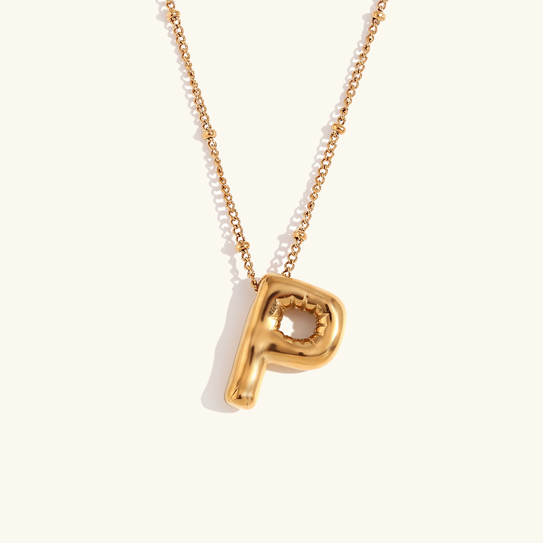 Valantomode | Gold Plated Volumetric Balloon Letter Necklace for Women