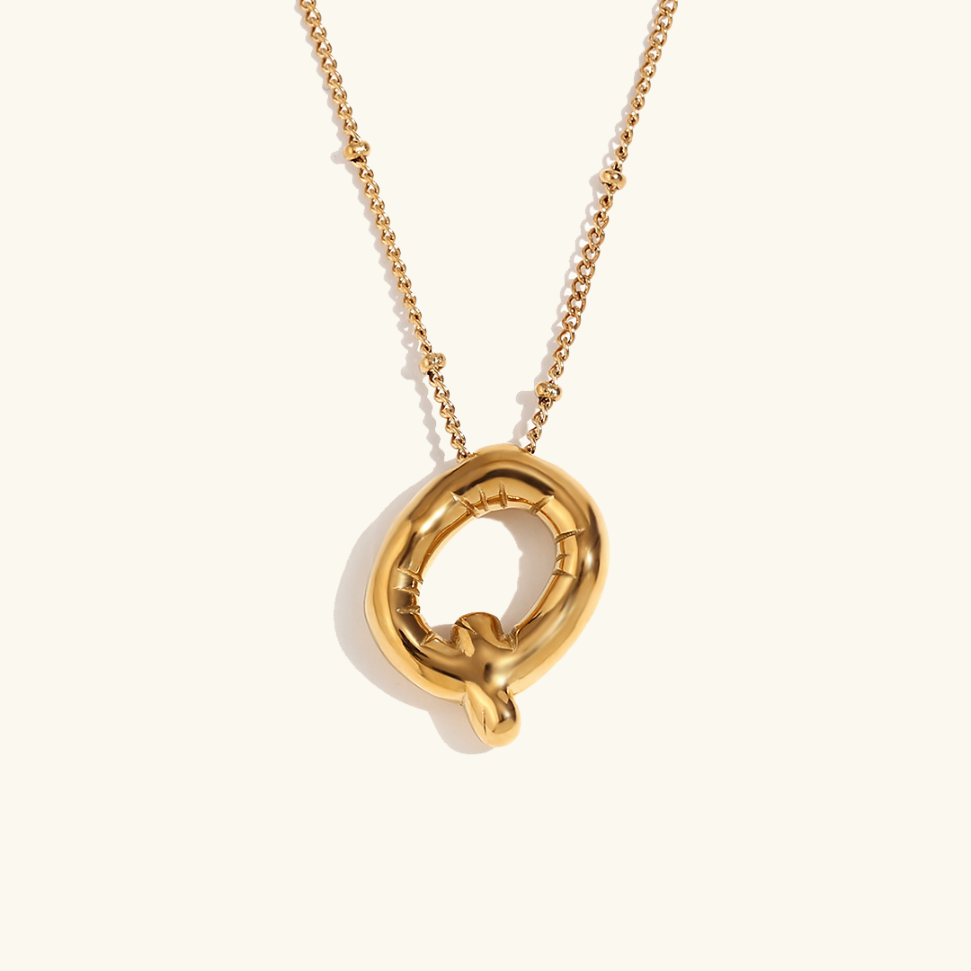 Valantomode | Gold Plated Volumetric Balloon Letter Necklace for Women