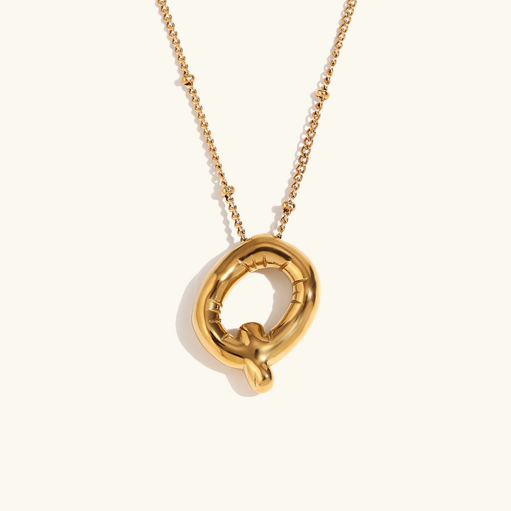 Valantomode | Gold Plated Volumetric Balloon Letter Necklace for Women