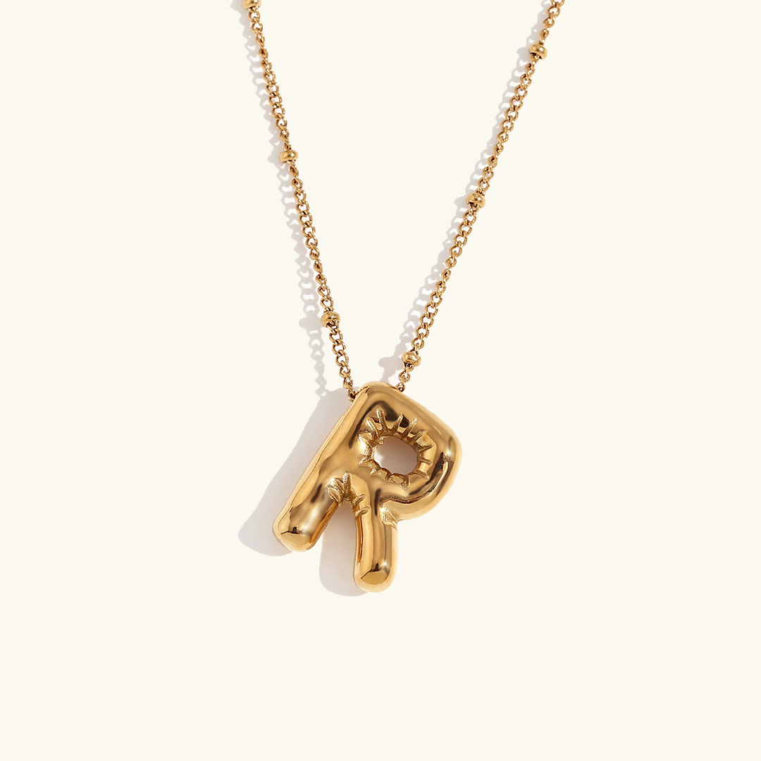 Valantomode | Gold Plated Volumetric Balloon Letter Necklace for Women
