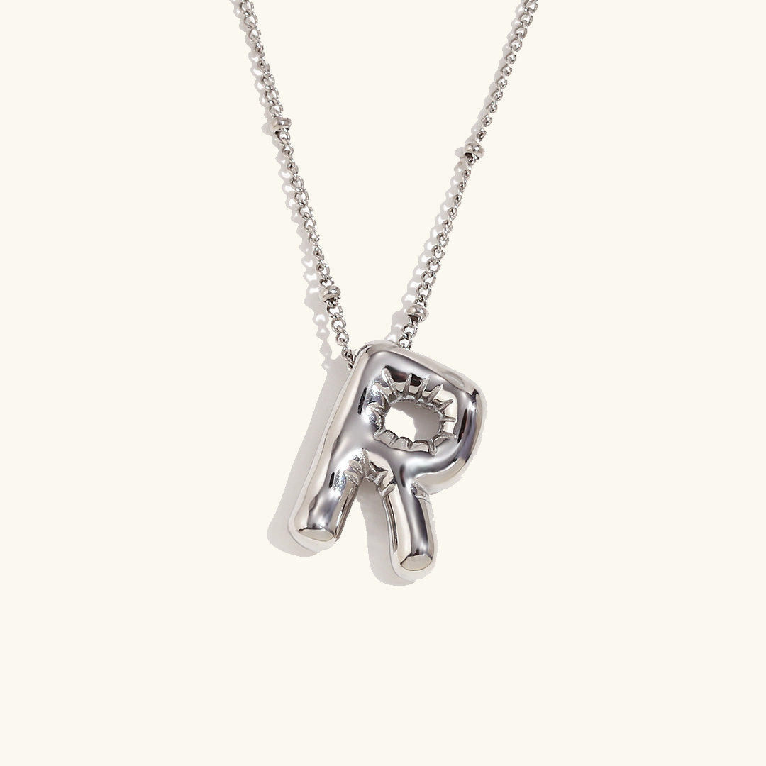 Valantomode | Gold Plated Volumetric Balloon Letter Necklace for Women