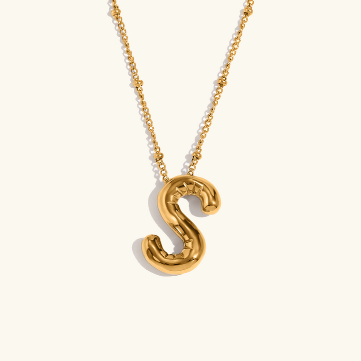 Valantomode | Gold Plated Volumetric Balloon Letter Necklace for Women