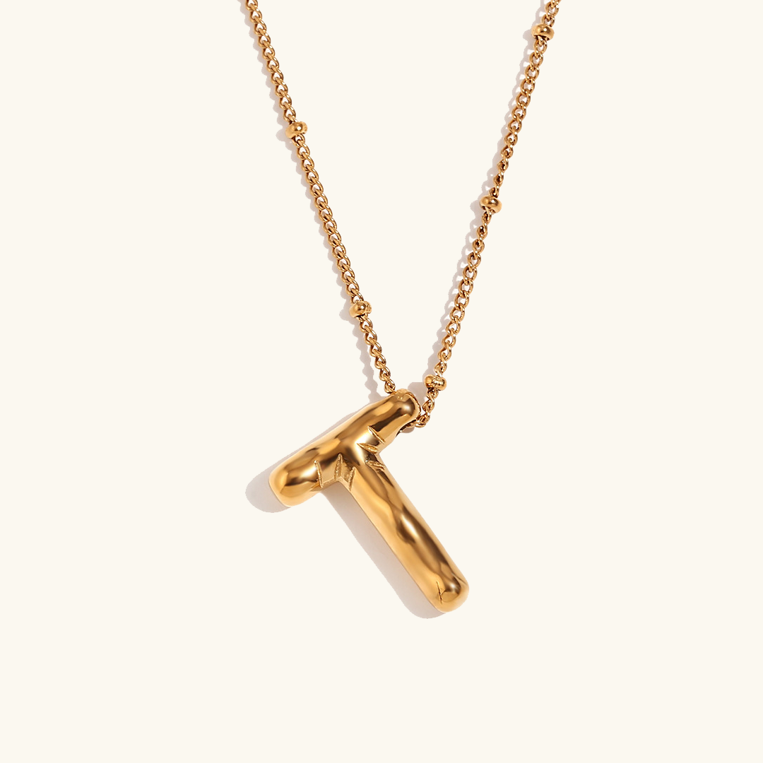 Valantomode | Gold Plated Volumetric Balloon Letter Necklace for Women